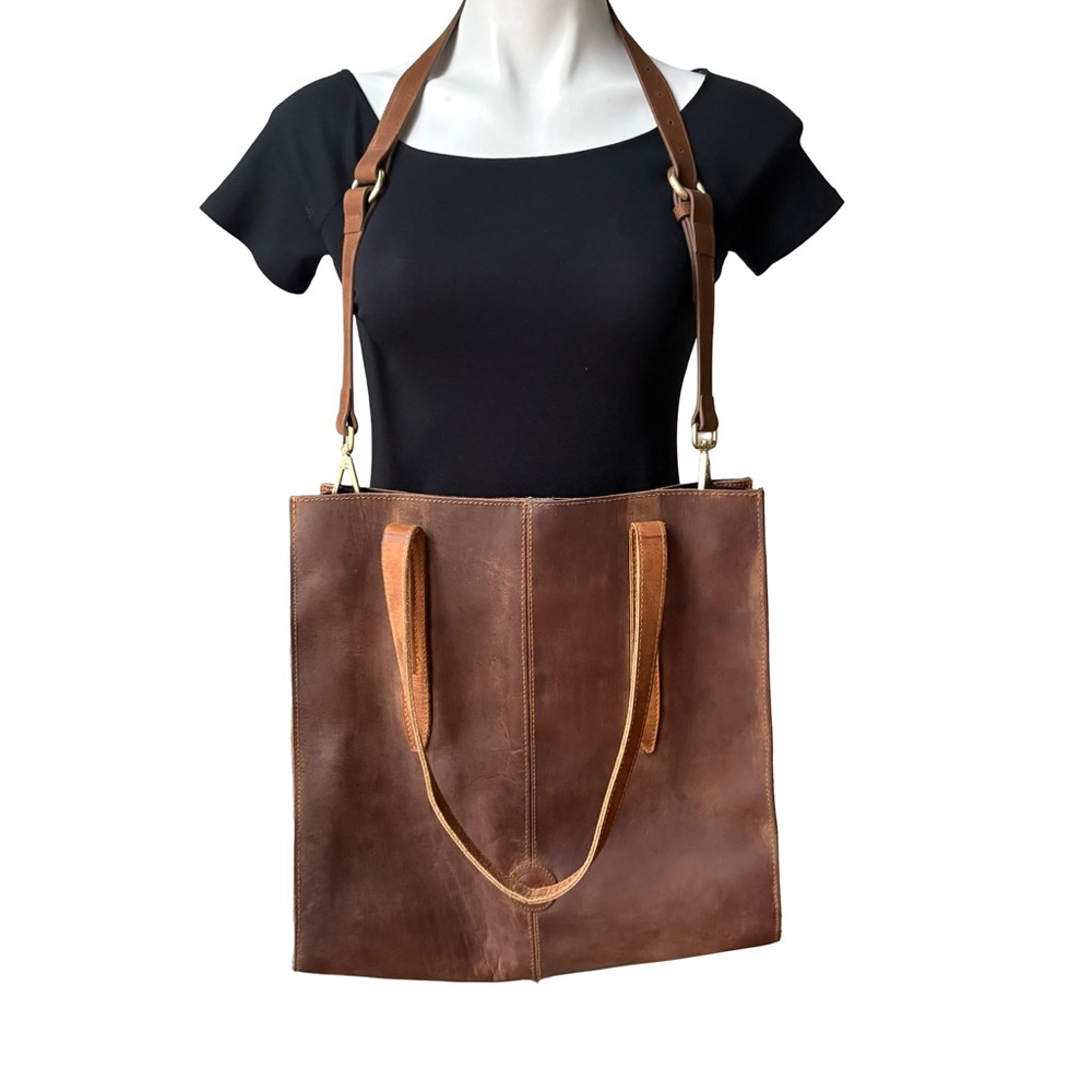 Le Papillon Large Brown Leather Tote